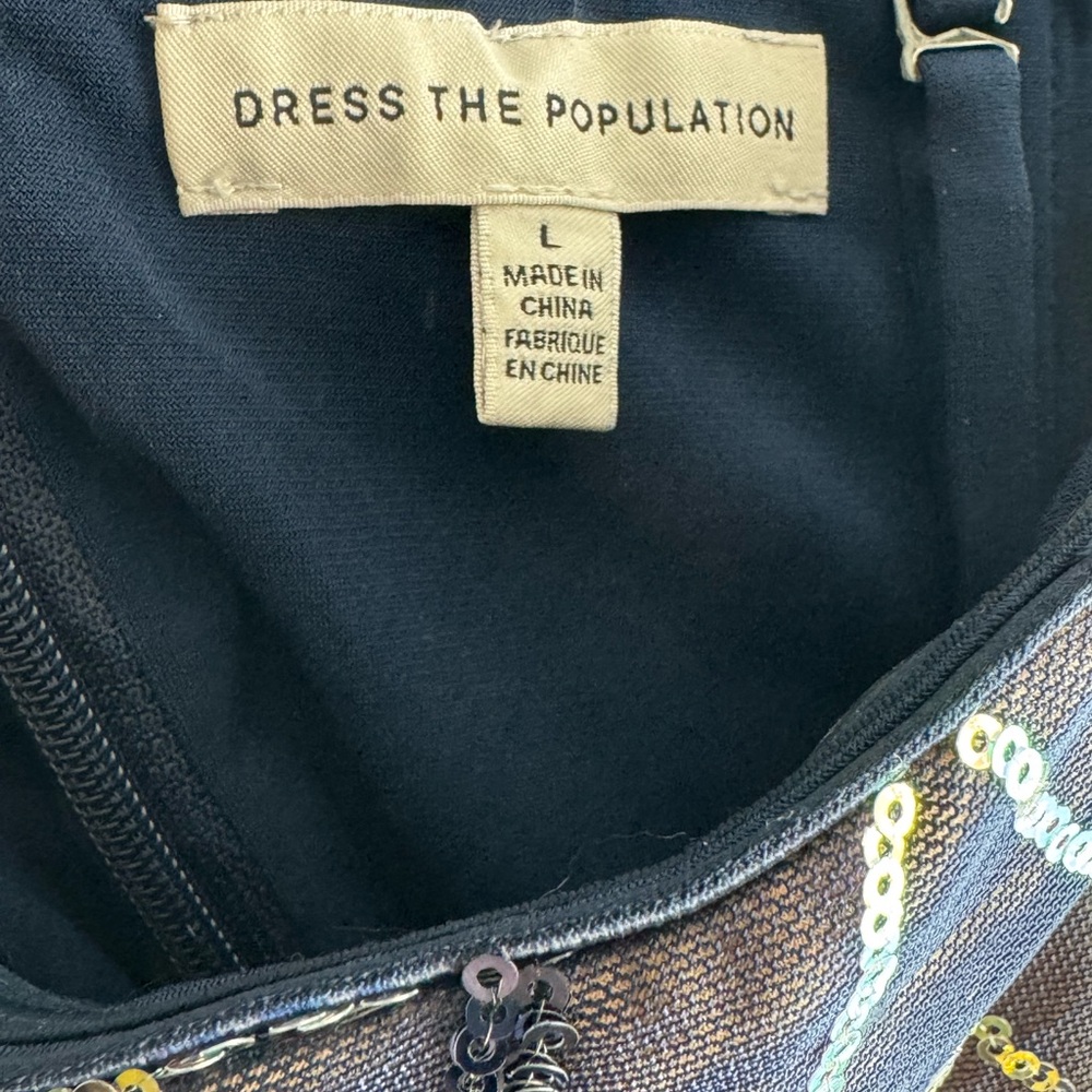 Dress the Population (Navy Multi) Strapless Elegant Navy Sequin Dress - Picture 7 of 9